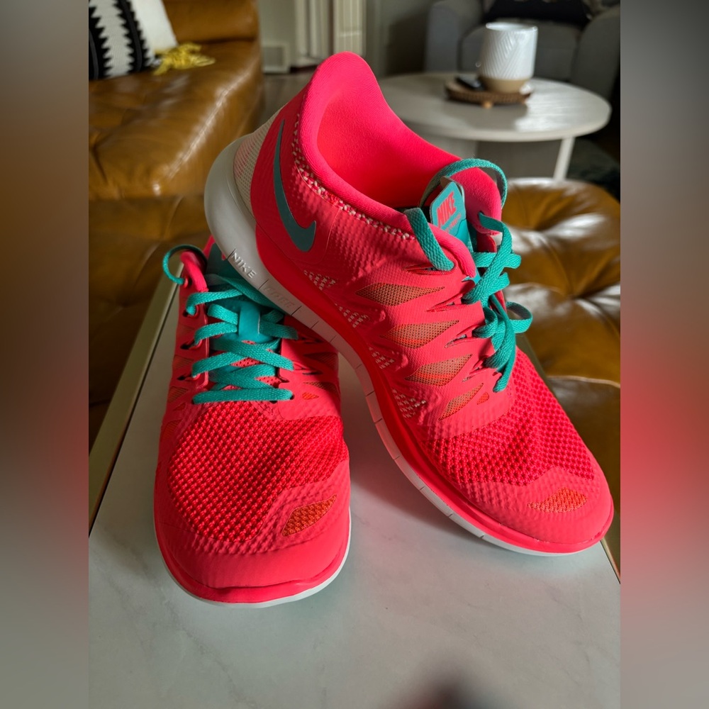 Nike Women's Free Run Pink and Teal Running Shoes